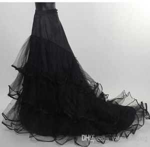 En stock Falda negra Enagua de boda Crinolina nupcial de tul largo barato para vestido con tren de capilla Faldas nupciales deslizantes con encanto 2802043