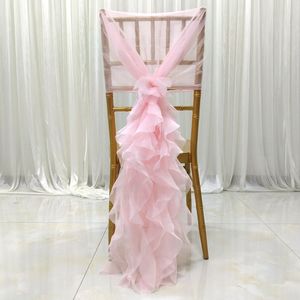 En stock, chaise à volants roses rougis couvre les châssis romantique vintage des châssis belles décorations de mariage de mode