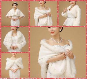 En stock, pelaje de piel sintética barata wraps cape chaqueta de novia para boda de invierno accesorios blancos de chales novios de dama de honor 2011239802