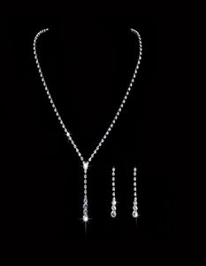EN STOCK Conjunto de joyas nupciales de cristal Collar chapado Pendientes de diamantes Conjuntos de joyas de boda para novias Accesorios para damas de honor 6762323