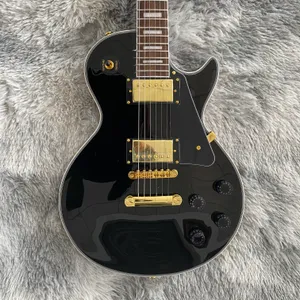 En stock Guitarra eléctrica LP Black Beauty personalizada, diapasón de madera de rosa, puente Tune-o-Matic, envío gratis