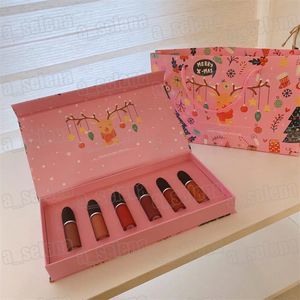 M Lip Makeup 6 colores Brillo de labios Hidratante Líquido Lápiz labial Juego de brillo de labios para regalo de Navidad con bolsa