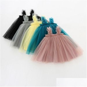 En Stock Robes De Fille De Fleur Bébé Filles Sling Robe En Dentelle Enfants Agaric Mesh Tutu Princesse Boutique D'été Vêtements Pour Enfants 6 Couleurs C Dhesq