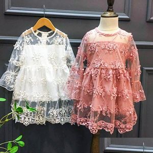 En Stock Robes De Fille De Fleur Mode Dentelle Princesse Infantile Enfant Vêtements Enfants Vêtements Bébé Cadeau Enfants Broderie Partie Tle Dres Dhhun