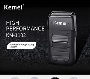 ¡En Stock! HOT Kemei KM-1102 Afeitadora inalámbrica recargable para hombres Twin Blade Reciprocante Beard Razor Cuidado facial Multifunción Strong Trimmer