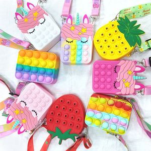 En Stock Kawaii monedero Pops Fidget juguetes Reliver Stress Toy Rainbow Push Bubble Simpl Dimmer antiestrés bolsa para niños al por mayor 0600