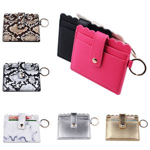 En stock PU de cuero Multi-ranura para tarjetas Tarjeta de crédito Bolsa Titular Moda Llavero Tarjetas Bolsas para mujeres