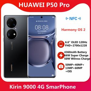 En stock téléphone intelligent d'origine huawei p50 pro 4g 6.6 ''oled 120hz fhd + écran 2700x1228 batterie 4360mah 50mp caméra principale otg nfc