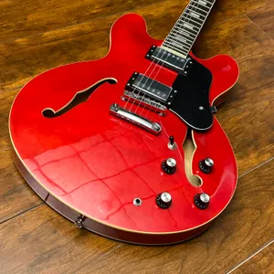 Guitare électrique rouge à corps Semi-creux 335, matériel chromé, Pickups 2H, livraison rapide, en Stock