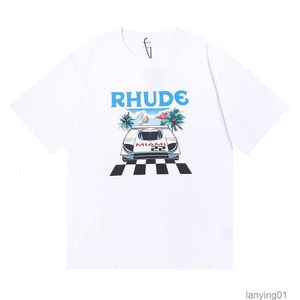 In9t Fashion American Street Trend Brand Rhude camisetas de manga corta Miami Limited Print para hombres Loose Versatile Base Te Fln9