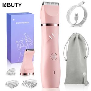 Inbuty 2 en 1 Bikini Trimmer Pubic Hair Grooming Women Hair Clipper Shaver Rasors Razors Épilateur indolore USB Imperpose 240412