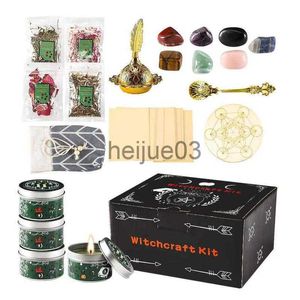 Kit de incienso para brujería, cristales, hierbas secas, velas, herramientas de bruja, suministros para arreglos de atmósfera, suministros y herramientas Wiccan x0711