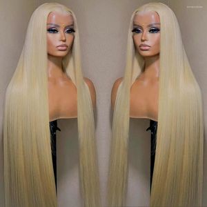 Pulgadas 613 Honey Blonde Color 13x4 Lace Front Pelucas de cabello humano para mujeres Brazilian Bone Straight Peluca frontal transparente