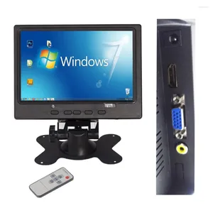 Moniteur LCD HD de pouces, Mini écran d'ordinateur TV, entrée vidéo à 2 canaux, sécurité Portable avec haut-parleur HDMI VGA pour voiture