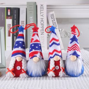 Décorations en peluche Gnomes du Jour de l'Indépendance Poupée en peluche elfe patriotique du 4 juillet Convient comme cadeau pour les enfants Ornements faits à la main pour la décoration de bureau à domicile
