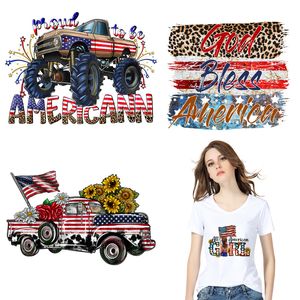 Autocollant de vêtements de fête de l'indépendance 4 juillet voiture américaine fille fer sur les vêtements transfert de chaleur accessoires à créer soi-même patchs pour vêtements
