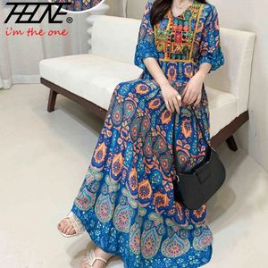 Robe indienne pour femmes broderie d'été chic robes de fête élégante vêtements vintage long maxi pro de plage bohemian robe vestidos 240507