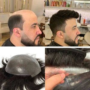 Indian Human Hair Mens Wigs Full Skin Pu Toupee Men Capillary Prothesis Hair Unit Remplacement System Pièces de cheveux Pieds pour hommes 240412