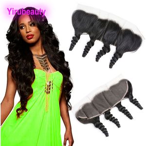 Cheveux vierges indiens crus 13X4 dentelle frontale lâche vague indienne partie libre fermeture vison cheveux humains couleur naturelle