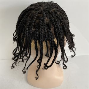Indian Virgin Human Hair Systems # 1b Natural Black Box Braids Toupee 8x10 Mono Lace Unit pour Blackman