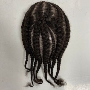 Indian Virgin Human Hair Systems NO.8 Afro Corn Braids Jet Black Color 1 # 8x10 Toupee Full Lace Unit para mujer negra