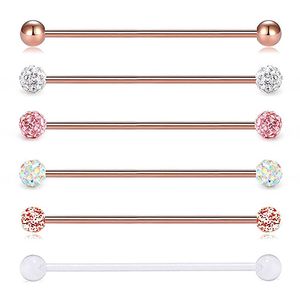 Boucles d'oreilles industrielles en acier chirurgical pour Cartilage, bijoux de perçage industriels en cristal Ferido