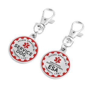 Porte-clés industriel pour chien de Service pour chiots, étiquette d'identification en métal gravé Double face pour animaux de compagnie