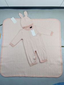 Bébés infantiles designer barboteuses nouveau-né bébé couvertures d'emballage créateur de mode bébé lettre combinaisons avec des chapeaux de lapin coton doux vêtements pour enfants couverture de barboteuse