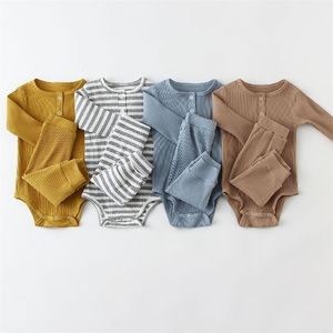 Infantile bébé garçon fille vêtements ensemble à manches longues bébé body pantalon né garçon tenues été automne né bébé fille vêtements 220519