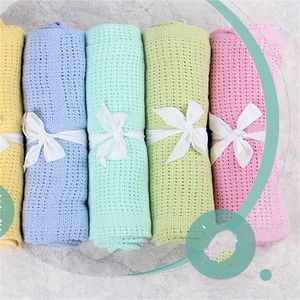 Infant Baby Hole Blanket Swaddle Wrap Nouveau-né Couvertures Mousseline Crochet Coton Climatisation Dormir Poussette Couverture 2042 E3