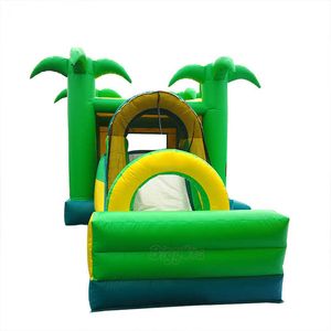 Combo de tobogán de salto inflable con tema de Animal de palmera para niños