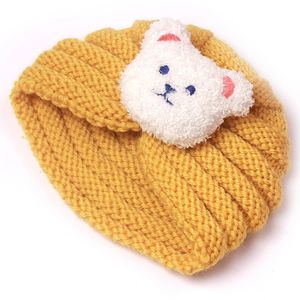 Cappello lavorato a maglia orso cartone animato neonato Skullies all'uncinetto caldo neonato per bambina Trottie Cappello invernale in lana a righe 0-3 anni