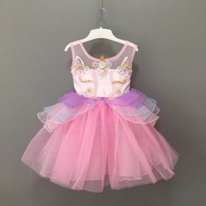 Robe de fête de licorne pour bébés filles, joli bébé enfants, broderie de fleurs, robe de bal d'anniversaire, costume de cosplay 210529
