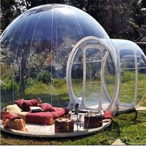 Tente gonflable à bulles, dôme extérieur, salle d'exposition transparente avec 1 tunnel pour le camping pour photos, taille respectueuse de l'environnement : 3 m x 5 m (diamètre x longueur)