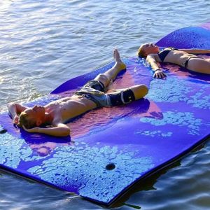 Flotteurs gonflables Tubes tapis de coussin d'eau flottant résistant à la déchirure île enroulable XPE 2 couches pour piscine lac océan natation