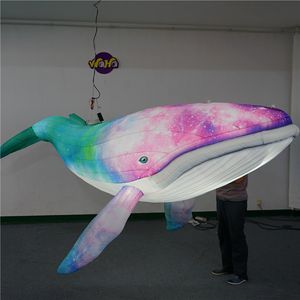 Baleine d'orque gonflable de narval de galaxies gonflables avec certification ignifuge et vidéos pour la décoration publicitaire de plafond de discothèque