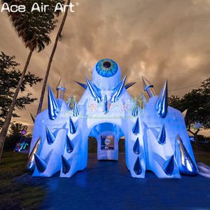 Tente gonflable de château de glace, Sculpture effrayante à un œil, maison de fête/entrée en arc pour Halloween/décoration d'événements