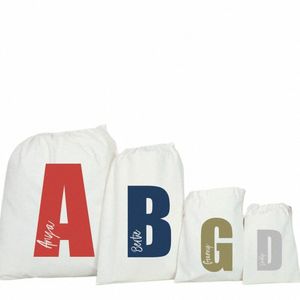 Lettre initiale imprimée sac à cordon persalisé nom personnalisé toile présente sac A-Z lettre noël nouvel an sac cadeau fourniture l039 #