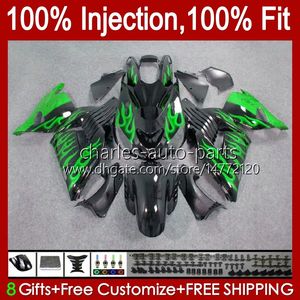 Fairiments d'injection pour Kawasaki Ninja ZZR 1400 CC ZX 14R 14 R ZZR1400 06-11 4NO.45 ZX14R 06 07 08 09 10 11 ZZR-1400 ZX-14R 2006 2007 2009 2009 2010 2011 Bodys OEM Bodys vert vert