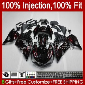 Carénages d'injection pour KAWASAKI NINJA ZZR 1400 CC ZX 14R 14 R ZZR1400 06-11 4No.16 ZX14R 06 07 08 09 10 11 ZZR-1400 ZX-14R 2006 2007 2008 2009 2010 2011 OEM Bodys flammes rouges blk