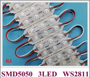 joint à ultrasons de module de lumière LED d'injection IP64 SMD 5050 DC12V 3 led 0.72W WS2811 / WS8206 polychrome 70mm X 15mm