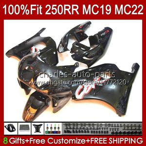 Carénages de moulage par injection pour HONDA CBR 250RR 250 RR CC 250R CBR 250CC 1988-1989 Bodys 112HC.120 CBR250 RR CC 1988 1989 MC19 88-89 CBR250RR 88 89 OEM Kit complet noir brillant