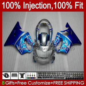 Endurchos de molde de inyección para Honda CBR600F4 CBR 600 F4 FS CC 600F4 99 00 Cuerpo de carrocería 54No.77 CBR600 F4 Azul Plateado CBR600FS 1999 2000 600CC 1999-2000 Kit de cuerpo OEM 100% FAT