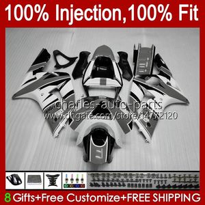 Carénages de moulage par injection pour KAWASAKI NINJA ZX-6R ZX-636 ZX 6R 600 CC 6 R ZX636 03-04 Carrosserie 8No.53 ZX 636 600CC ZX6R 03 04 ZX600C ZX600 2003 2004 OEM Bodys gris blanc