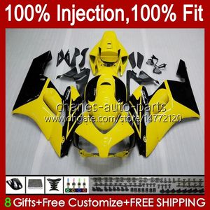 Moulage par injection OEM pour carénages HONDA CBR 1000 CBR1000 RR CC CBR1000RR 04 05 Carrosserie 52No.82 Jaune noir CBR 1000RR 1000CC 2004 2005 CBR-1000 2004-2005 Kit de carénage