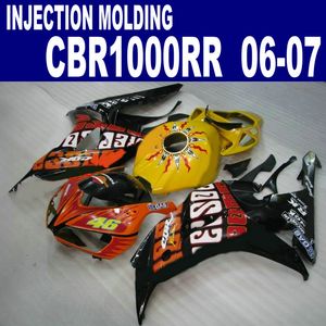 Injection molding ABS full fairing kit for HONDA 2006 2007 CBR1000RR 06 07 bodywork CBR 1000 RR black yellow REPSOL fairings set AQ62