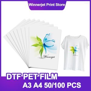 Kits de recarga de tinta A3 A4 50/100 PCS Película de transferencia PET para papel térmico directo a impresora L1800 DX5 L805 Cabezal de impresión DTF