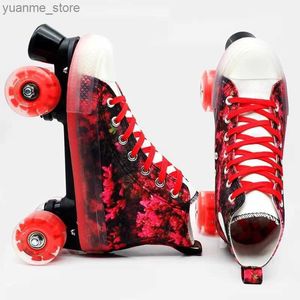 Patinetes en línea de patines de lienzo transpirable patines con 4 zapatillas de patinaje de rueda flash de ruedas de flash Patinas de entrenamiento al aire libre Ventas calientes Y240410
