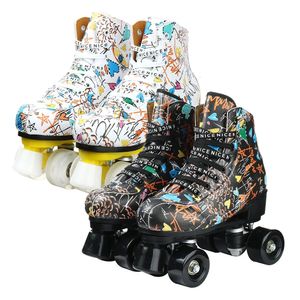 Patins à roulettes en ligne Chaussures de skateboard clignotantes pour enfants et adultes Double aviron Patinoire à quatre roues Entraînement Sports de plein air Unisexe 231011