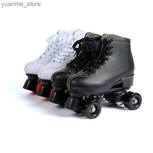 Skates à rouleaux en ligne Chaussures de patins à rouleaux 4 roues flash roue microfibre cuir PU caoutchouc adultes hommes femmes unisexes quadruples chaussures d'entraînement 36-45 y240410